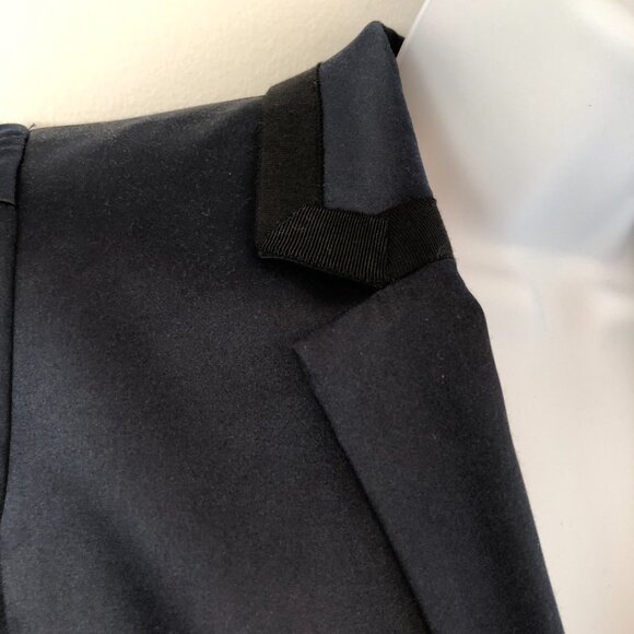 Rebecca Taylor Navy and Black Satin Cropped Tuxedo Jacket, Sz 4 - Picture 14 of 14